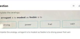 How Does the Analogy, Arrogant is to Modest as Feeble is to, Affect Understanding of Contrasting Traits?